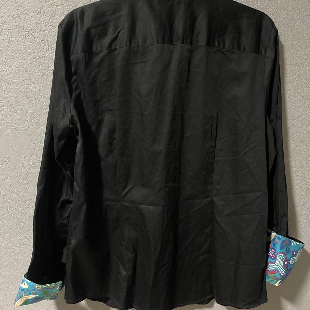 Robert Graham Black Shirt with Colorful Trim - Picture 7 of 7